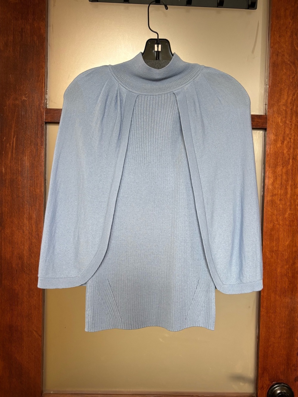 Iris Setlakwe Light Blue Cape-Sleeve Knit Sweater